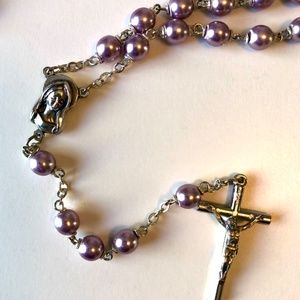 Rosary Beads - Mauve and Silver